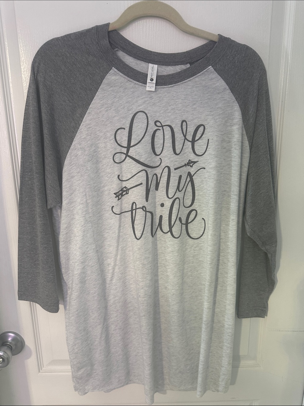 Next Level Apparel Gray & Dark Gray 'Love My Tribe' Raglan Tee
